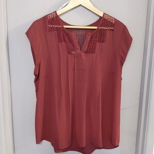 Daniel Rainn Burgundy Cutout Blouse